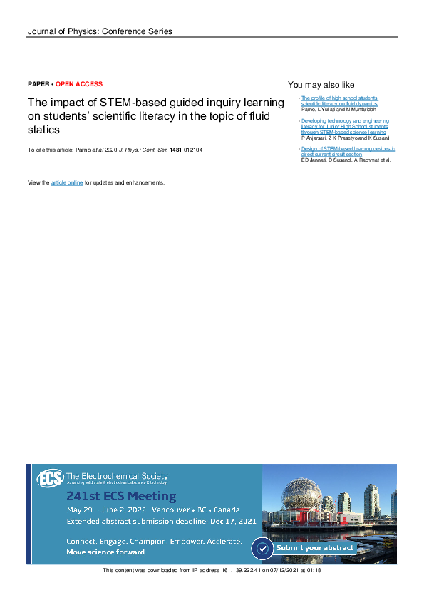 (PDF) The impact of STEM-based guided inquiry learning on students ...