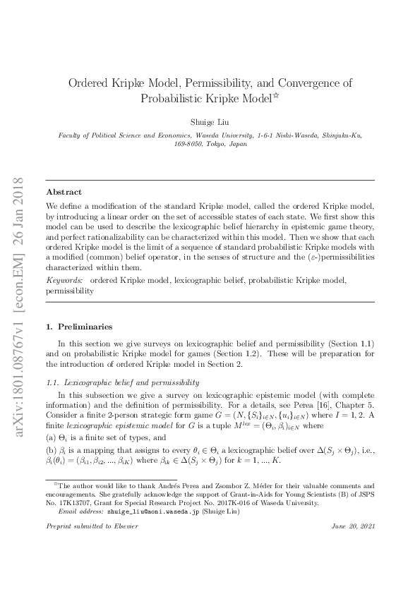 (PDF) Ordered Kripke Model, Permissibility, and Convergence of ...