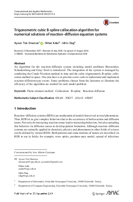 (PDF) Trigonometric cubic B-spline collocation algorithm for numerical ...