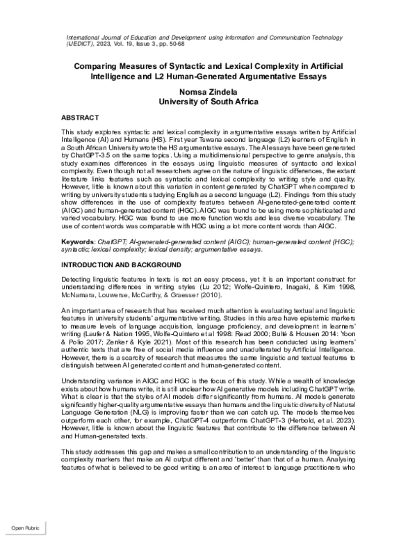 (PDF) Comparing Measures of Syntactic and Lexical Complexity in ...