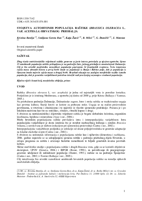 (PDF) Autochtonous Kale Populations (Brassica Oleracea L. Var. Acephala ...