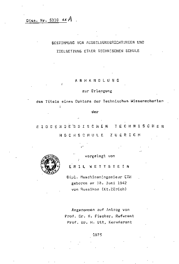 (PDF) Bestimmung von Ausbildungsrichtungen und Zielsetzung einer ...
