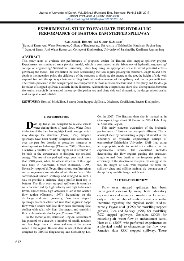 (PDF) Experimental Study to Evaluate the Hydraulic Performance of ...