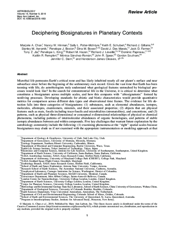 (PDF) Deciphering Biosignatures in Planetary Contexts