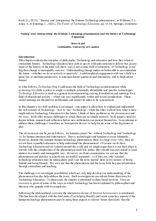 (PDF) The Future of Technology Education