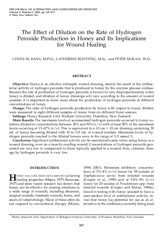(PDF) The Effect of Dilution on the Rate of Hydrogen Peroxide