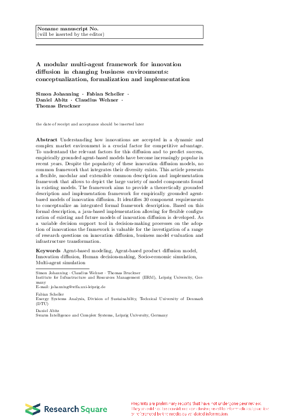 (PDF) A modular multi-agent framework for innovation diffusion in ...
