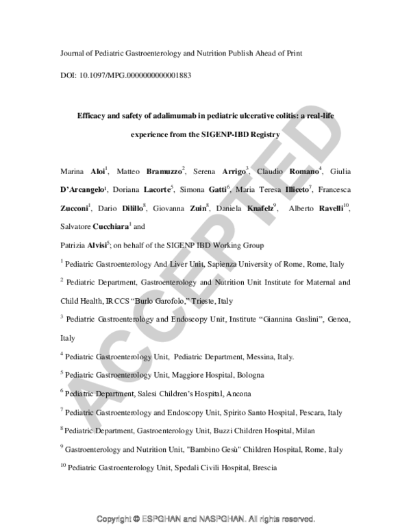 (PDF) Efficacy and Safety of Adalimumab in Pediatric Ulcerative Colitis ...
