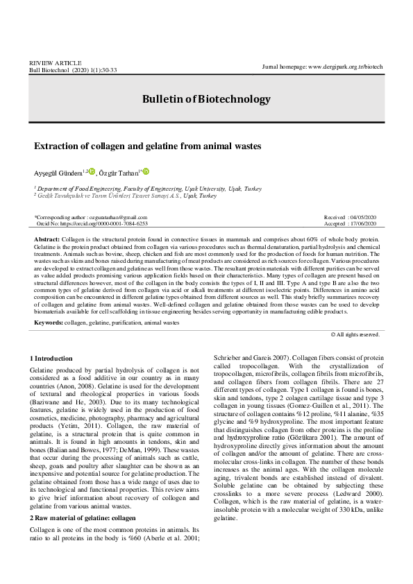 (PDF) Extraction of collagen and gelatine from animal wastes