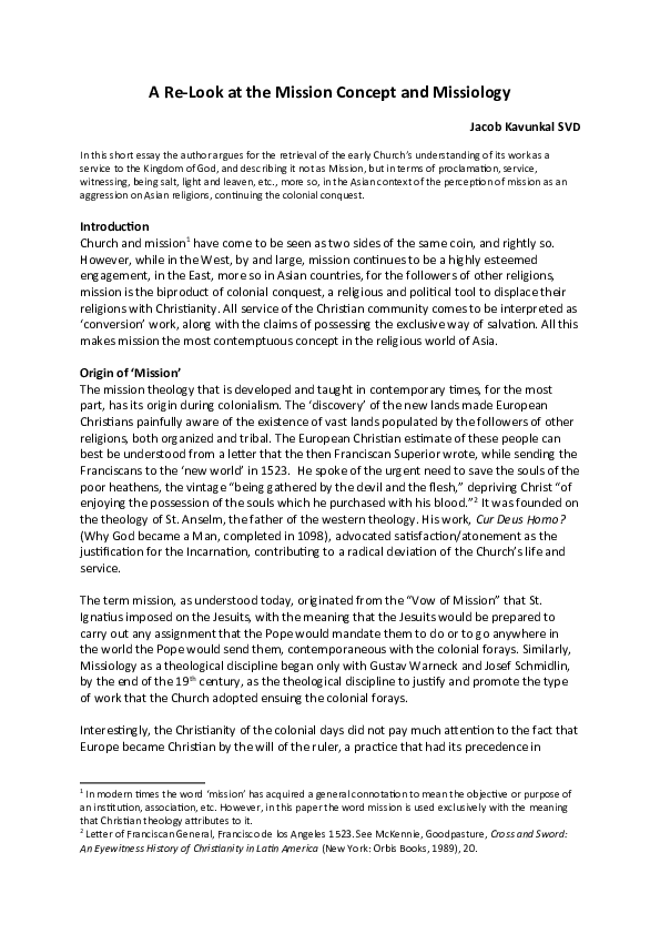 (DOC) A Re-Look at the Mission Concept and Missiology