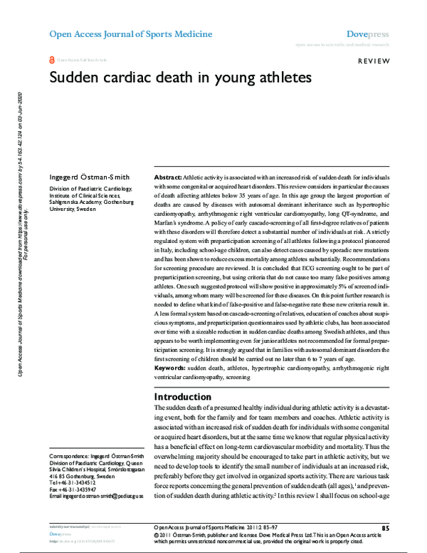 (PDF) Sudden cardiac death in young athletes