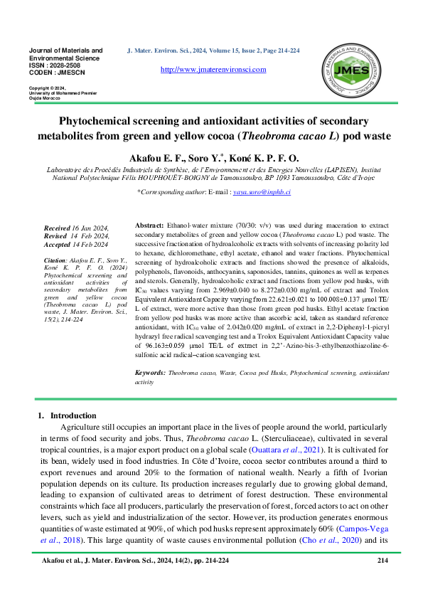 (PDF) Phytochemical screening and antioxidant activities of secondary ...