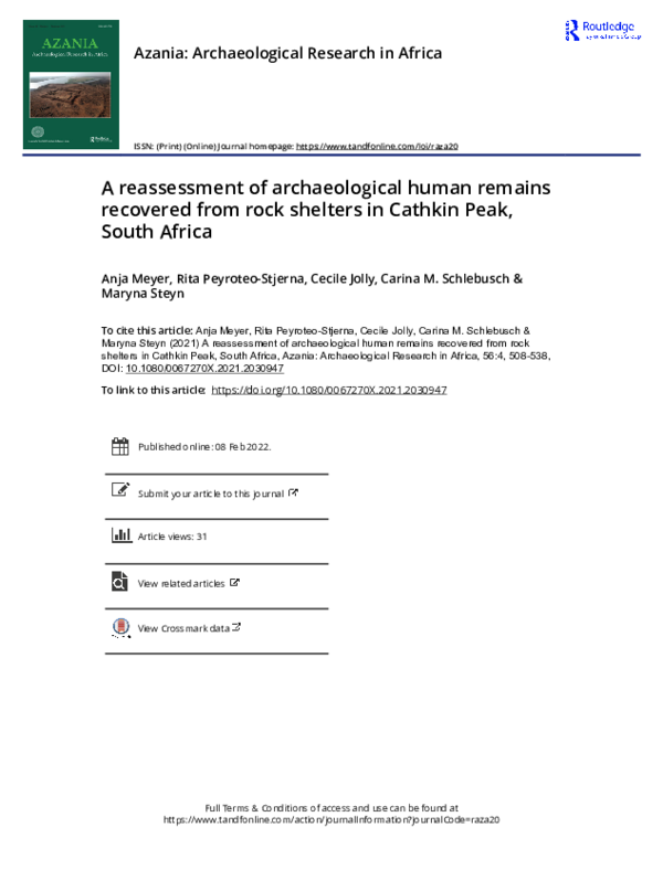 (PDF) A reassessment of archaeological human remains recovered from ...