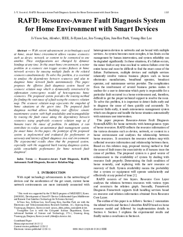 (PDF) RAFD: Resource-aware fault diagnosis system for home environment ...