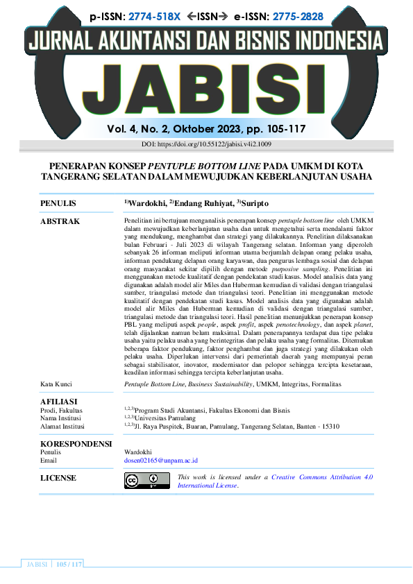 (PDF) PENERAPAN KONSEP PENTUPLE BOTTOM LINE PADA UMKM DI KOTATANGERANG ...