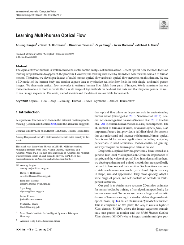 (PDF) Learning Multi-human Optical Flow
