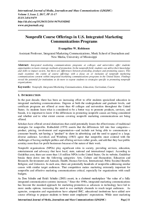 (PDF) Nonprofit Course Offerings in U.S. Integrated Marketing ...