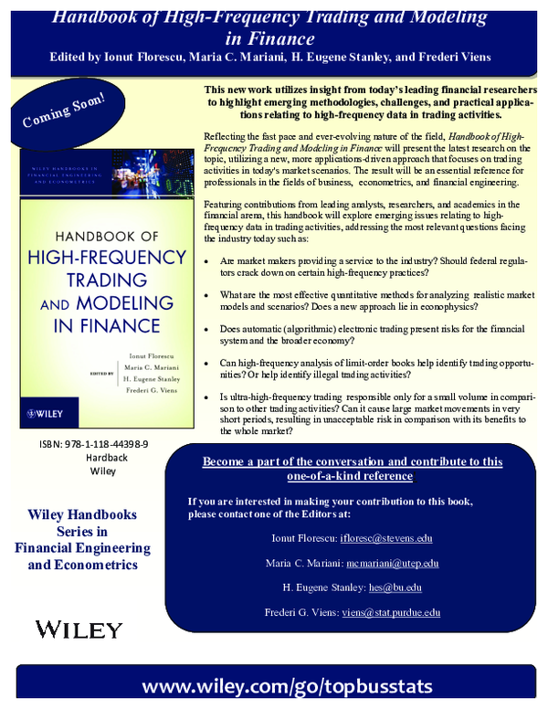 (PDF) Handbook of High-Frequency Trading and Modeling in Finance