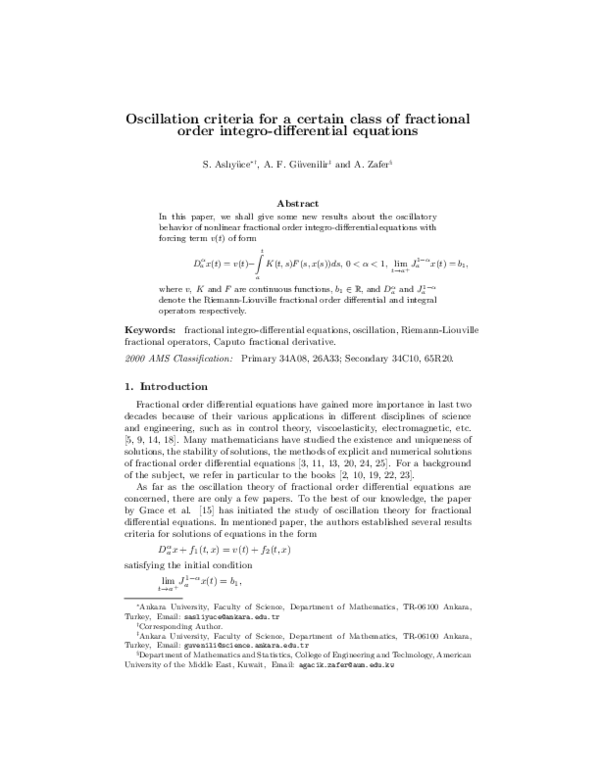 (PDF) Oscillation criteria for a certain class of fractional order ...