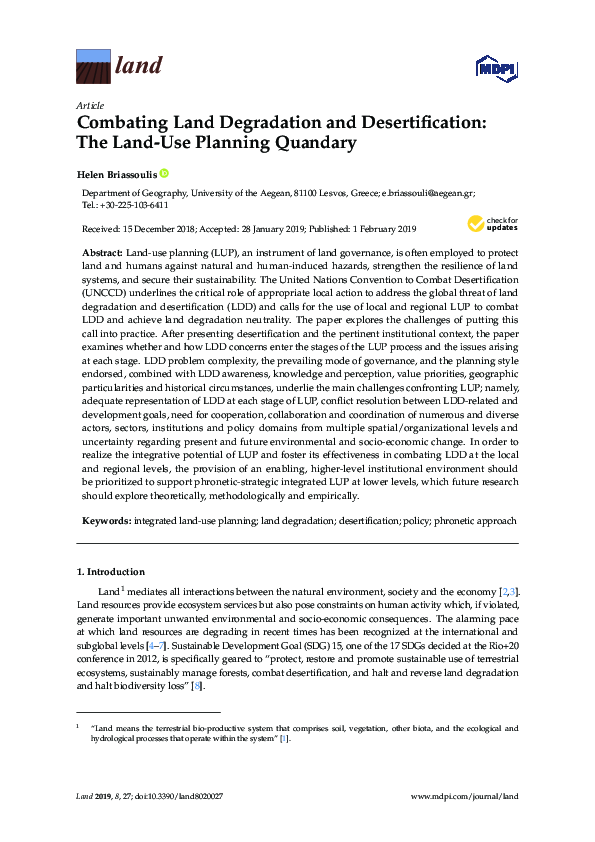 (PDF) Combating land degradation and desertification and enhancing food ...