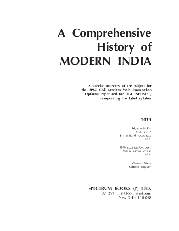 (PDF) A Comprehensive History of MODERN INDIA