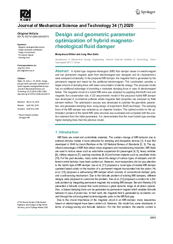 (PDF) Design and geometric parameter optimization of hybrid ...
