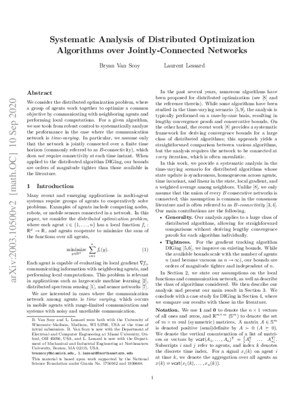 (PDF) Systematic Analysis of Distributed Optimization Algorithms over ...