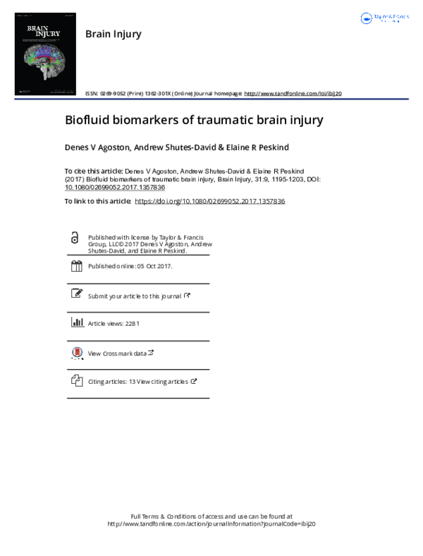 (PDF) Biofluid biomarkers of traumatic brain injury