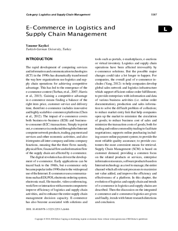 (PDF) E-Commerce in Logistics and Supply Chain Management