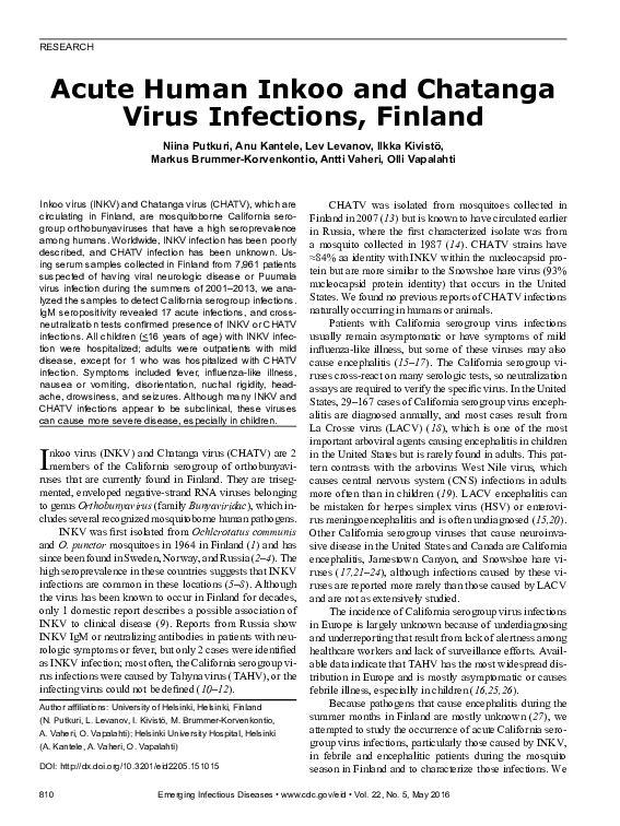 (PDF) Acute Human Inkoo and Chatanga Virus Infections, Finland | Antti ...