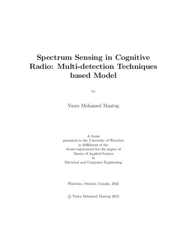 (PDF) Spectrum Sensing in Cognitive Radio: Multi-detection Techniques ...