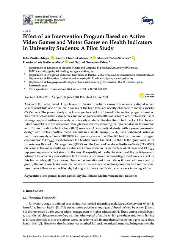 (PDF) Effect of an Intervention Program Based on Active Video Games and ...