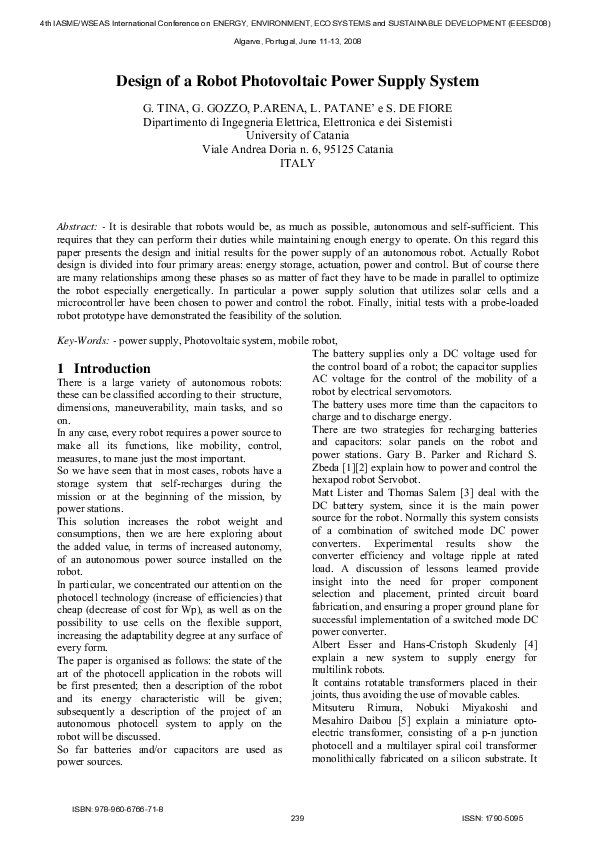 (PDF) Design of a robot photovoltaic power supply system