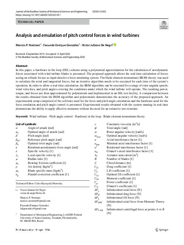 (PDF) Analysis and emulation of pitch control forces in wind turbines ...