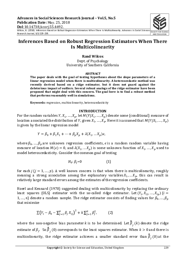 (PDF) Inferences Based on Robust Regression Estimators When There Is ...