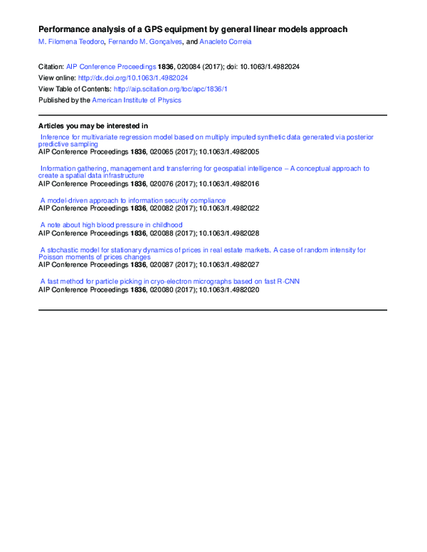 (PDF) Performance analysis of a GPS equipment by general linear models ...