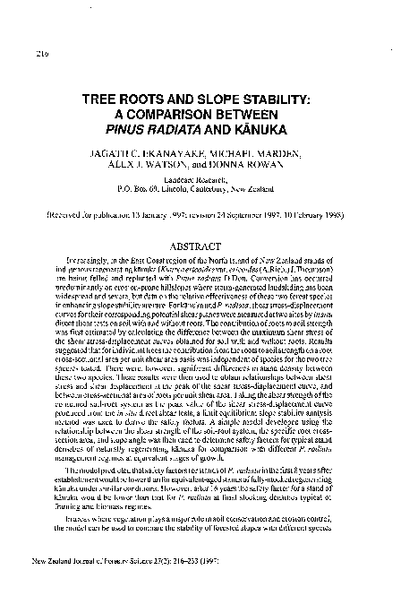 (PDF) Tree roots and slope stability: a comparison between Pinus ...