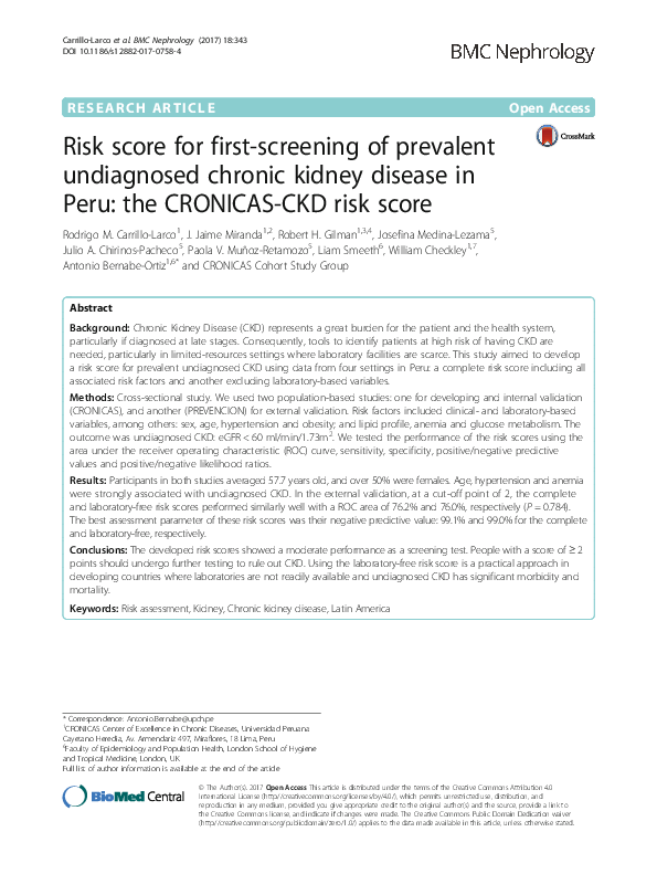 (PDF) Risk score for first-screening of prevalent undiagnosed chronic ...
