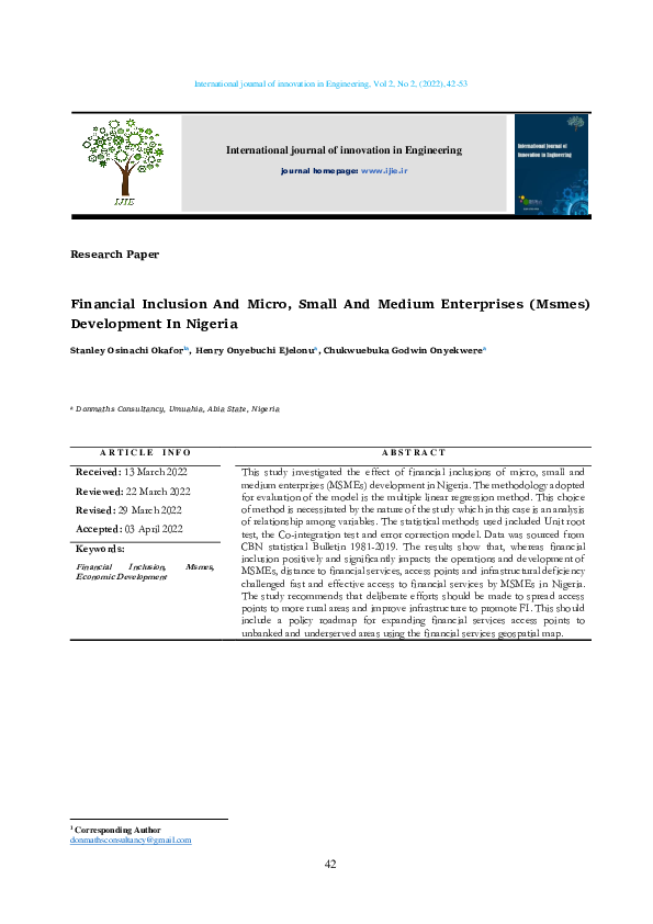 (PDF) Financial Inclusion And Micro, Small And Medium Enterprises ...