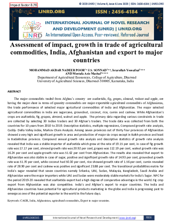 (PDF) Assessment of impact, growth in trade of agricultural commodities ...