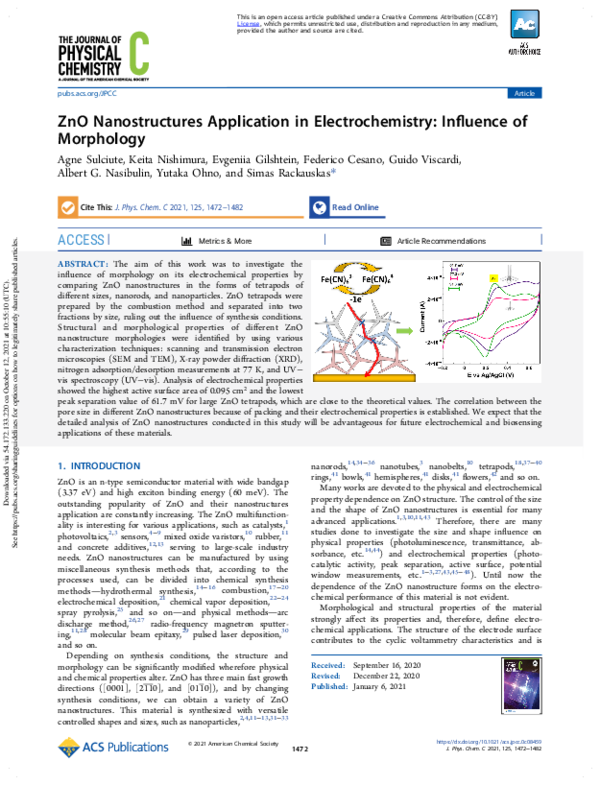 (PDF) ZnO Nanostructures Application in Electrochemistry: Influence of ...