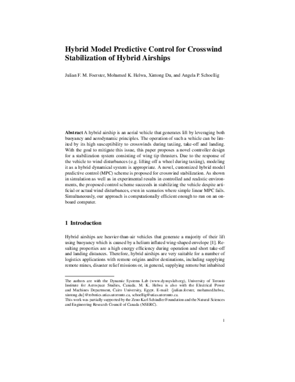 (PDF) Hybrid Model Predictive Control for Crosswind Stabilization of ...