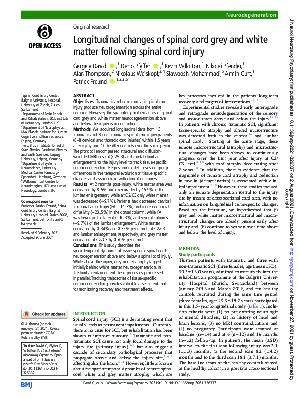 (PDF) Longitudinal changes of spinal cord grey and white matter ...