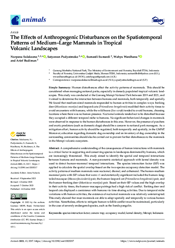 (PDF) The Effects of Anthropogenic Disturbances on the Spatiotemporal ...