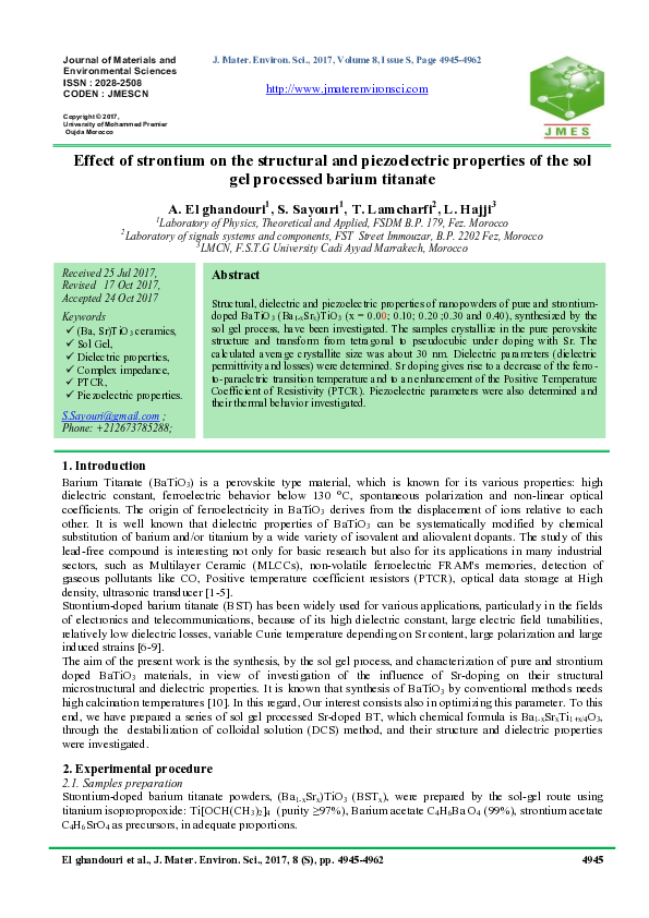 (PDF) Effect of strontium on the structural and piezoelectric ...
