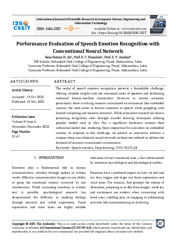 (PDF) Performance Evaluation of Speech Emotion Recognition with ...