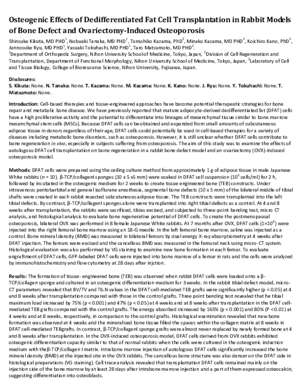 (PDF) Osteogenic Effects of Dedifferentiated Fat Cell Transplantation ...