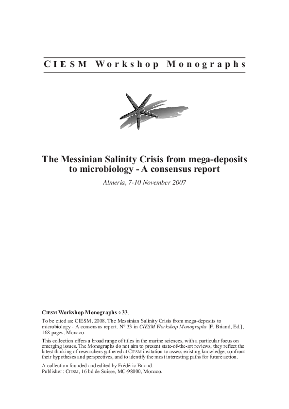 (PDF) The Messinian Salinity Crisis from mega-deposits to microbiology ...