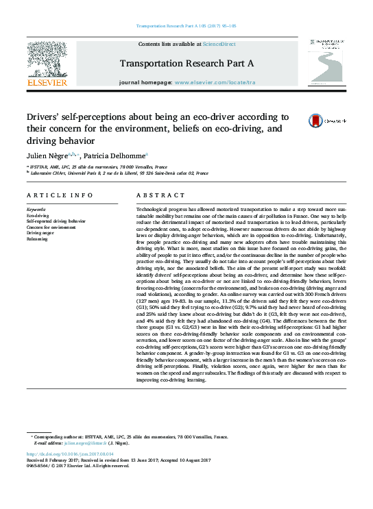 (PDF) Drivers’ self-perceptions about being an eco-driver according to ...