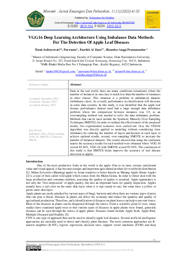 (PDF) VGG16 Deep Learning Architecture Using Imbalance Data Methods For ...